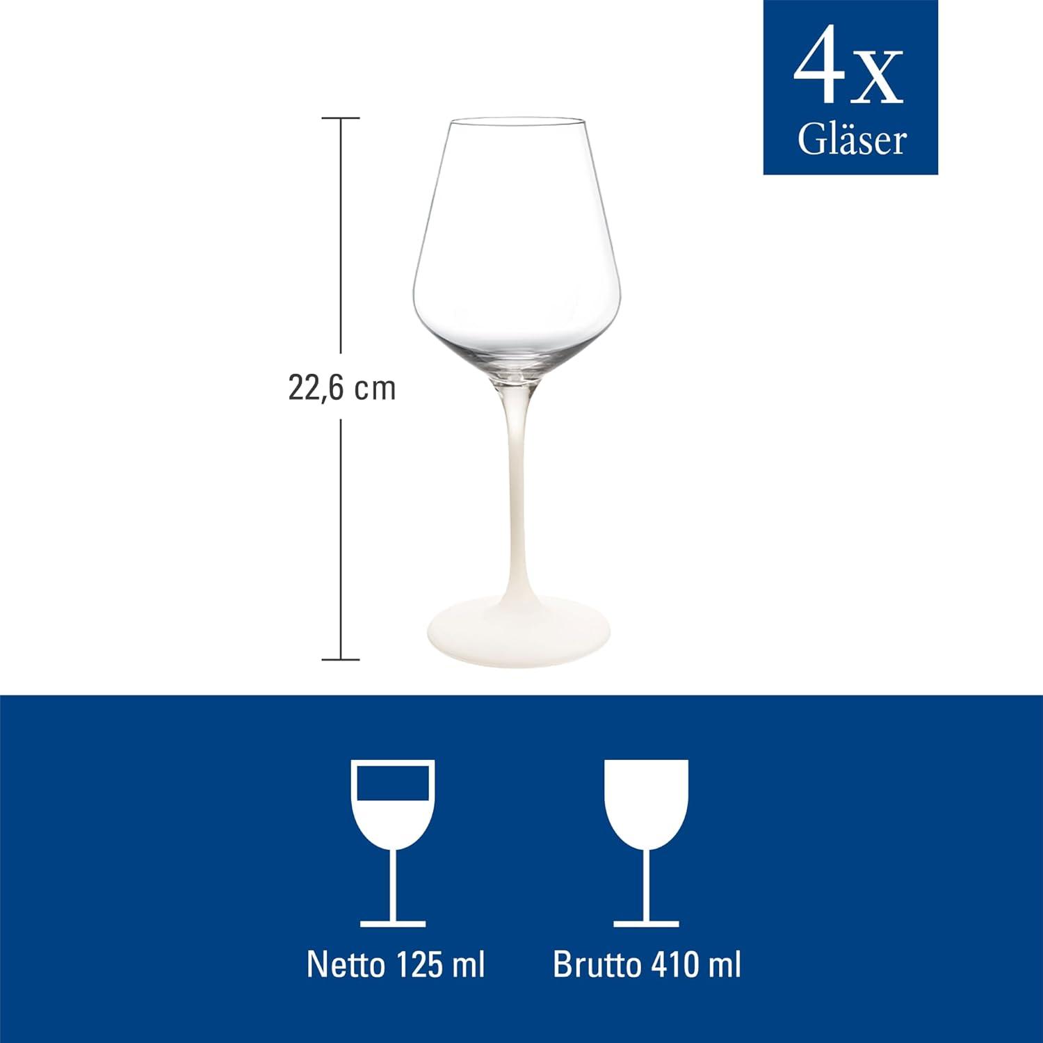 Manufacture Rock Blanc Matte White Crystal Wine Goblet Set, 4 pcs