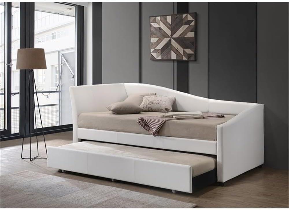 Acme Jedda Daybed & Trundle (Twin Size) in White PU