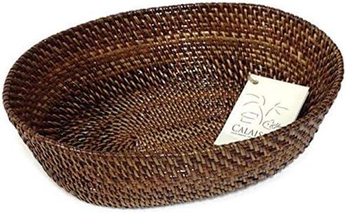 Large Oval Rattan Woven Serving Basket, 12 Inches