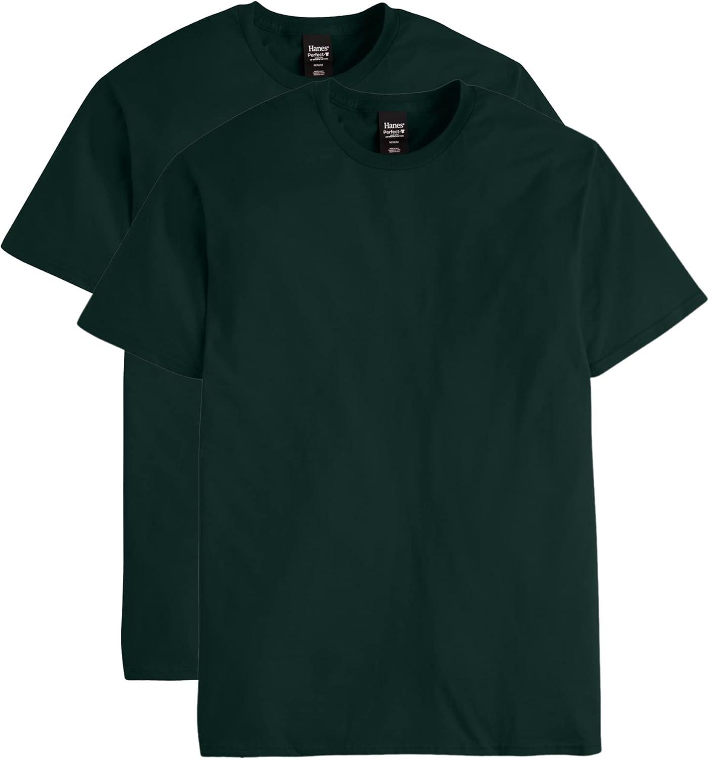 Hanes Short Sleeve T-Shirt 2-Pack Mens Perfect-T Tee Lightweight Cotton sz S-3XL