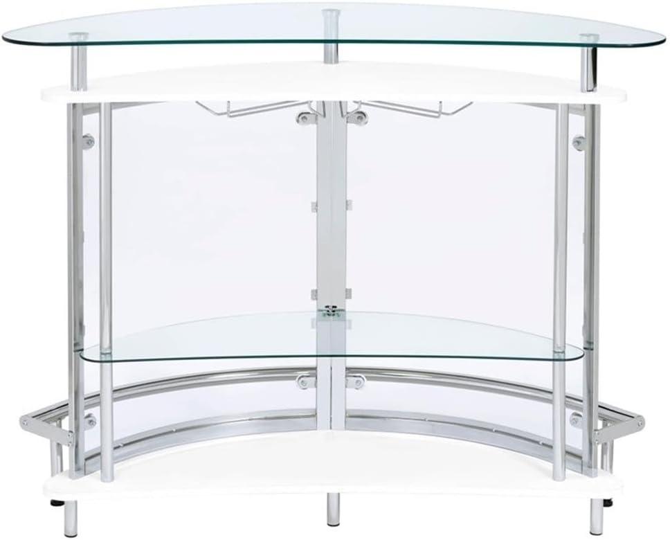 Coaster Amarillo Modern 2 Tier Home Bar Cabinet White/Chrome