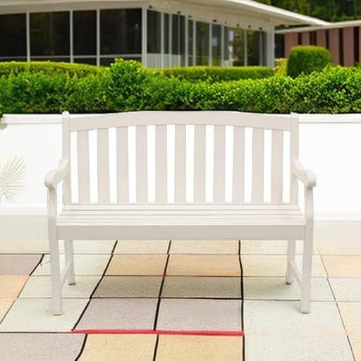 Marley Solid White Acacia Wood 2-Seat Outdoor Bench