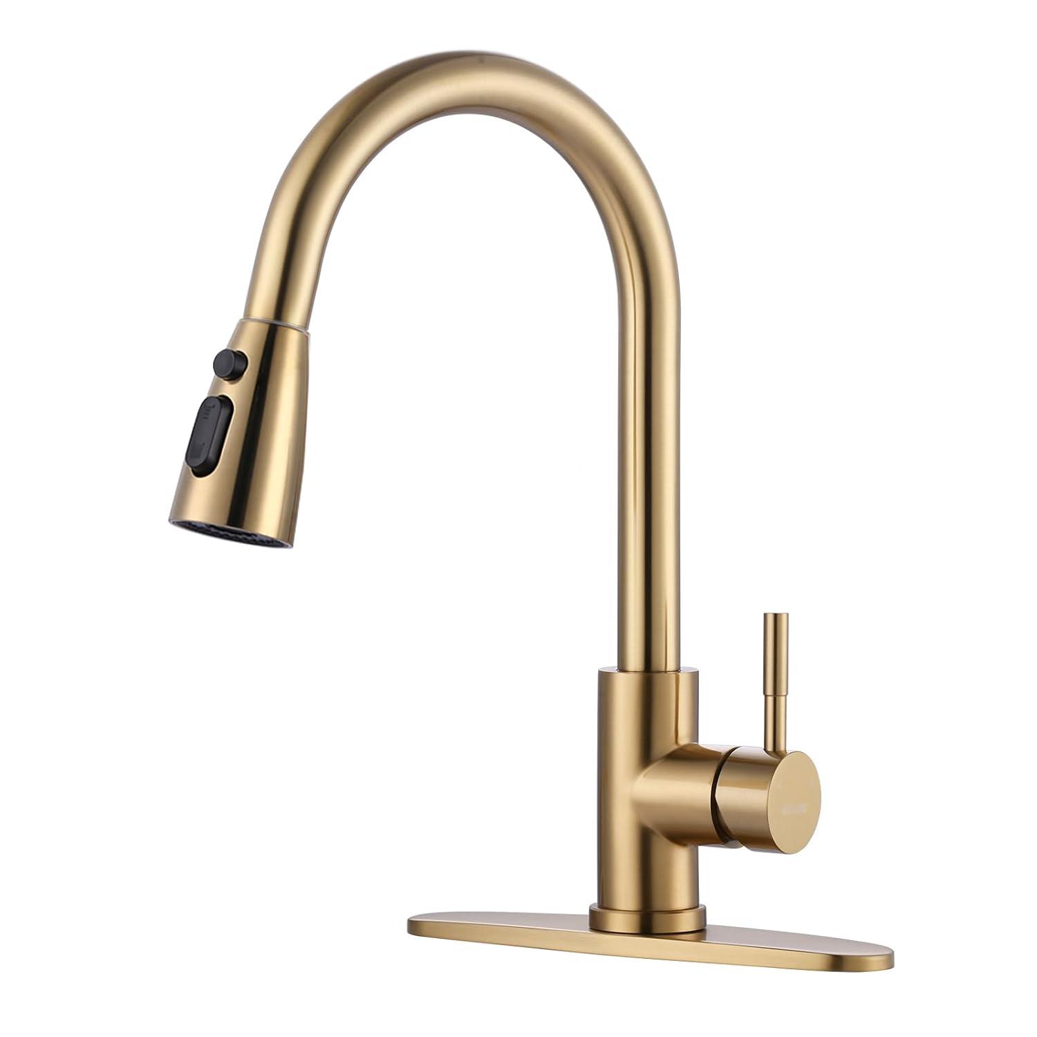 GAGALIFE Single Handle Pull Down Sprayer Kitchen Faucet High Arc Stainless Steel Faucet with 3-Function Sprayer JJL-CL-PT-SDP-G