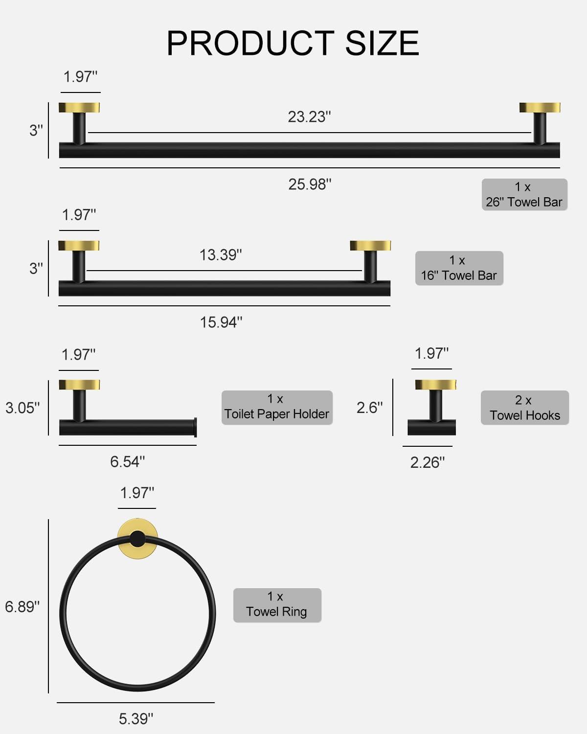 VIBRANTBATH A-91020-BG 5 - Piece Bathroom Hardware Set