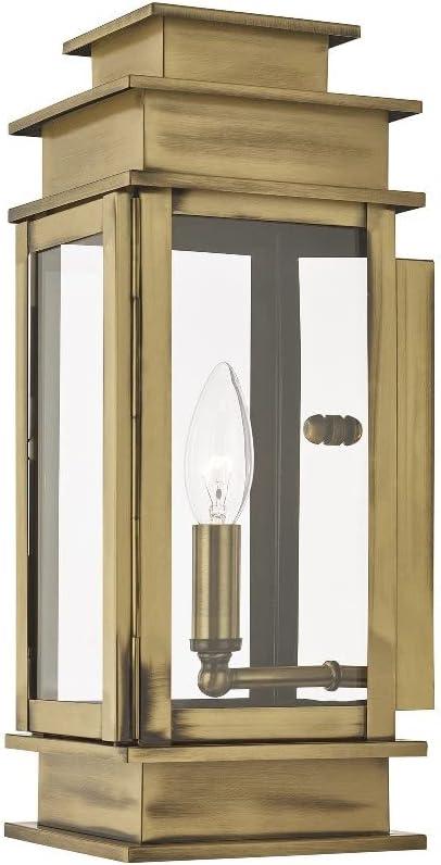 Antique Brass Clear Glass Outdoor Wall Lantern