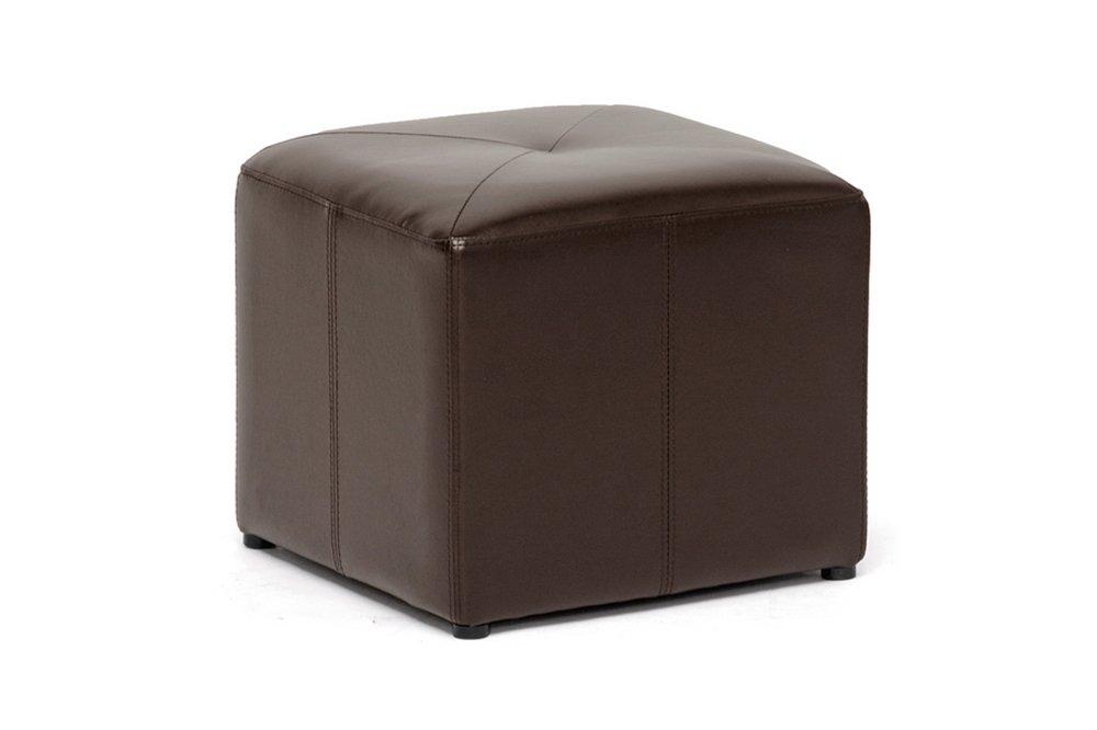 Aric Bonded Leather Ottoman - Baxton Studio: Dark Brown Footrest, Seating Bench, No Assembly Required