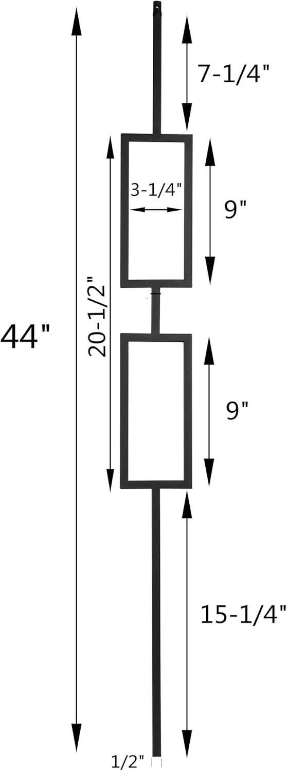 Wrought Iron Railings - Set Of 10 Deck Railings - 1/2 Inch Hollow Iron Lintel