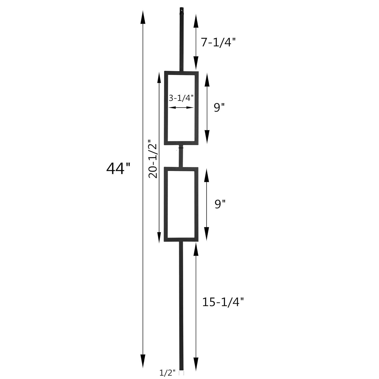 Wrought Iron Railings - Set Of 10 Deck Railings - 1/2 Inch Hollow Iron Lintel