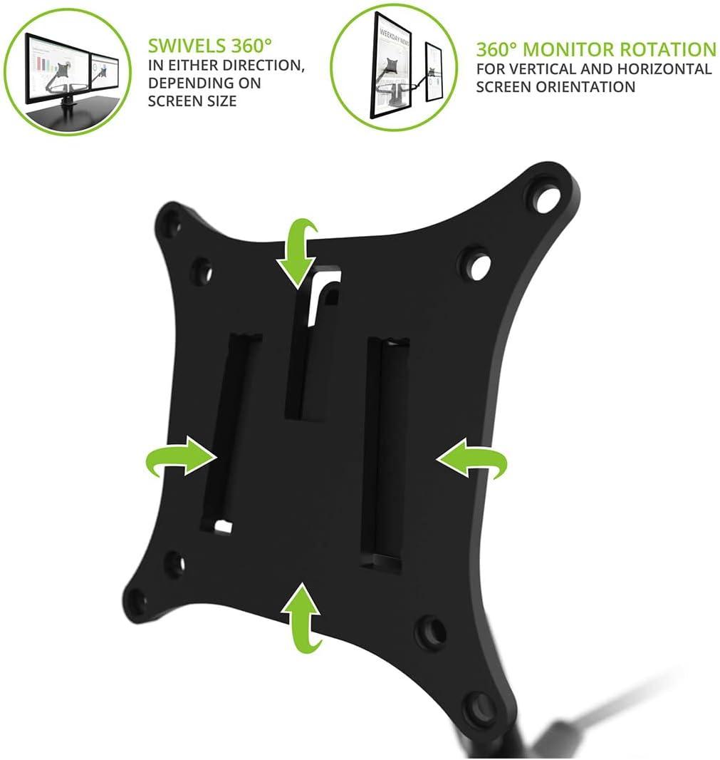 Black Aluminum Dual Monitor Desktop Mount with 360° Rotation