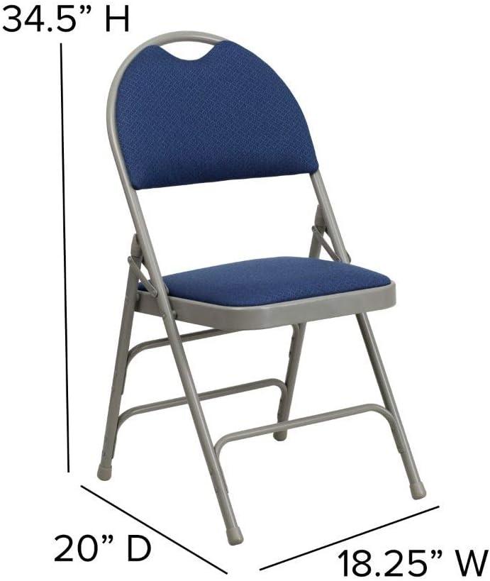 Flash Furniture 2 Pack HERCULES Series Ultra-Premium Triple Braced Navy Fabric Metal Folding Chair with Easy-Carry Handle