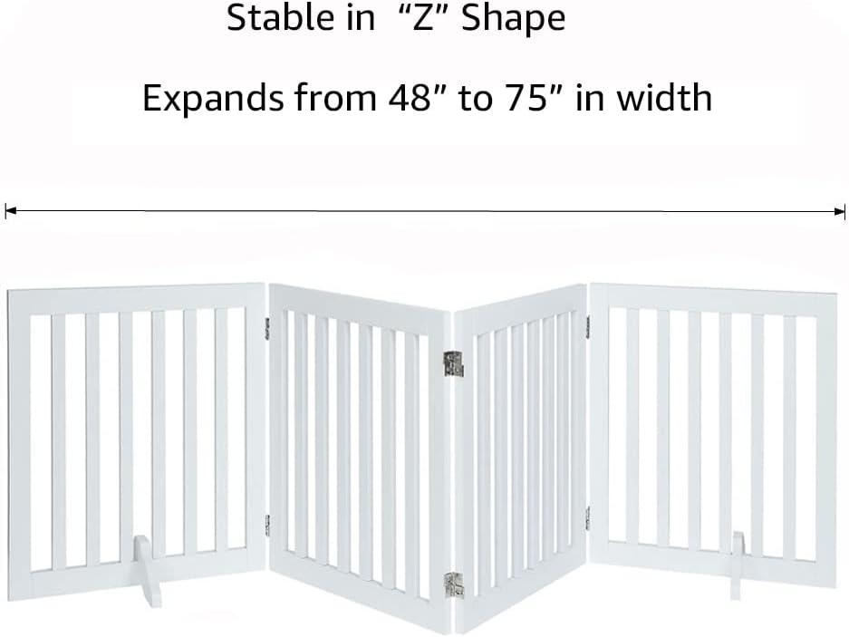 Unipaws Freestanding Wooden Pet Gate, 80" Wide