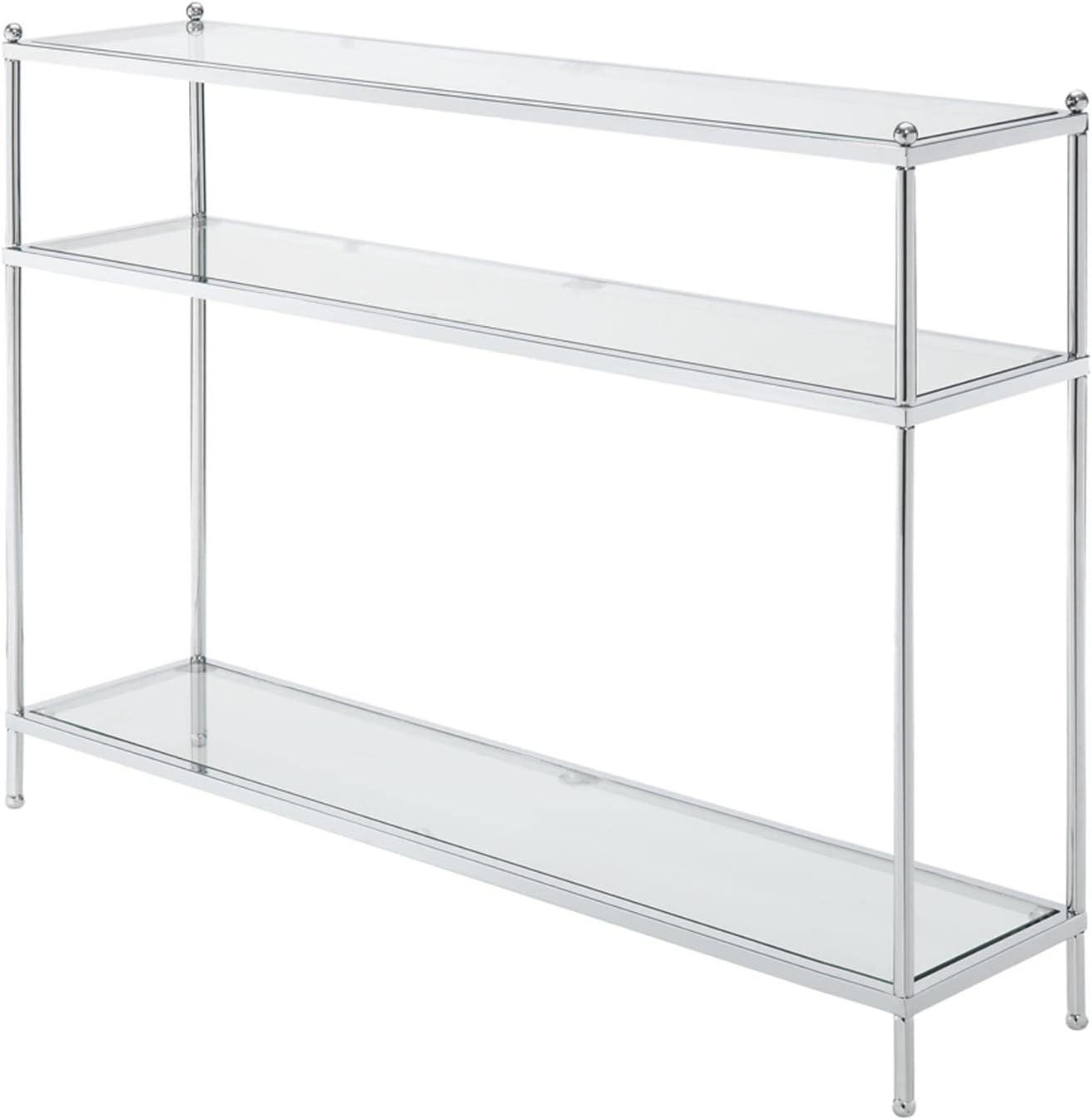 Convenience Concepts Royal Crest 3 Tier Glass Console Table-Finish:Chrome/Glass