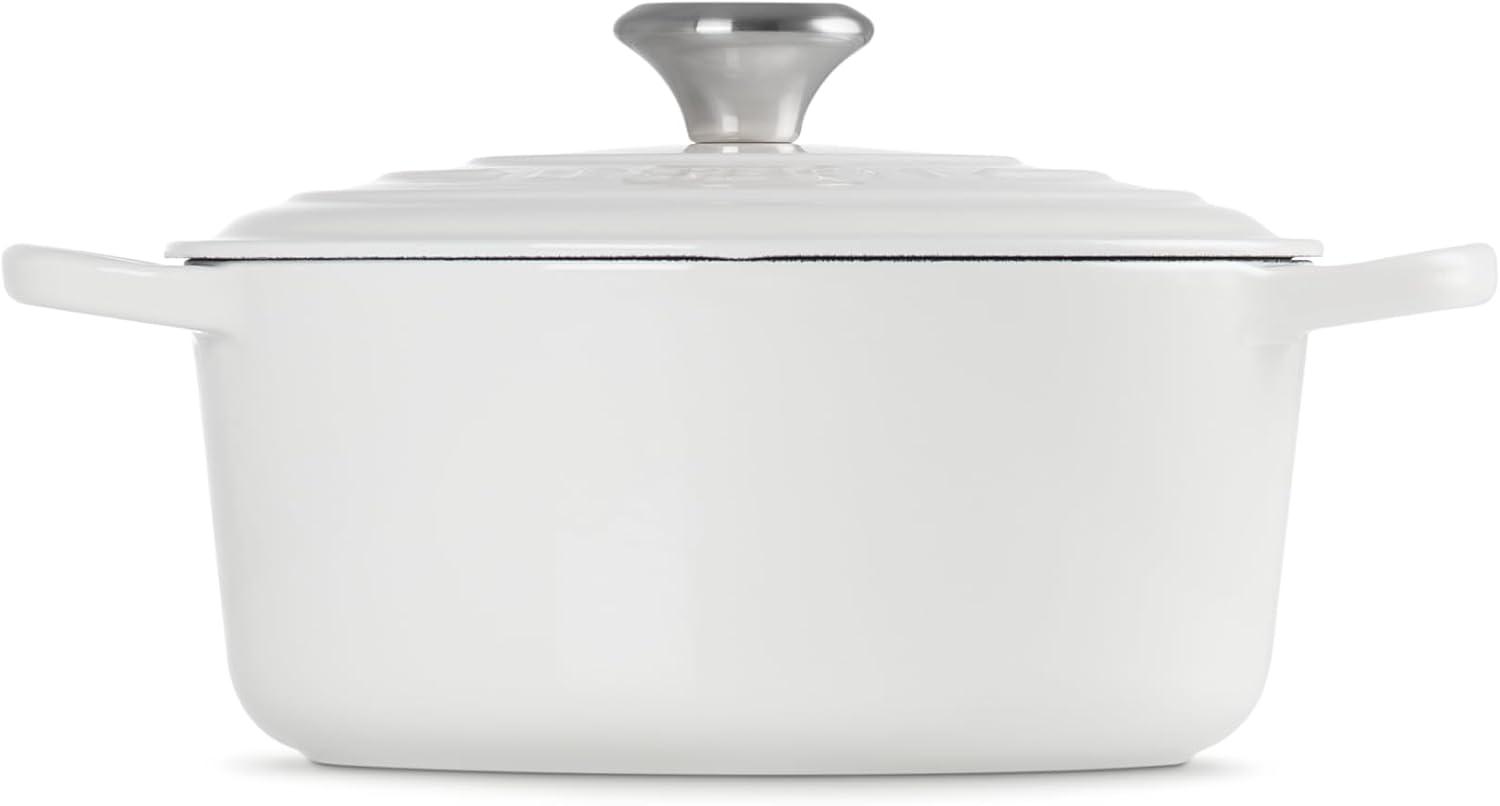 Enameled Cast Iron Round Dutch Oven, 4.5 qt, Artichaut White