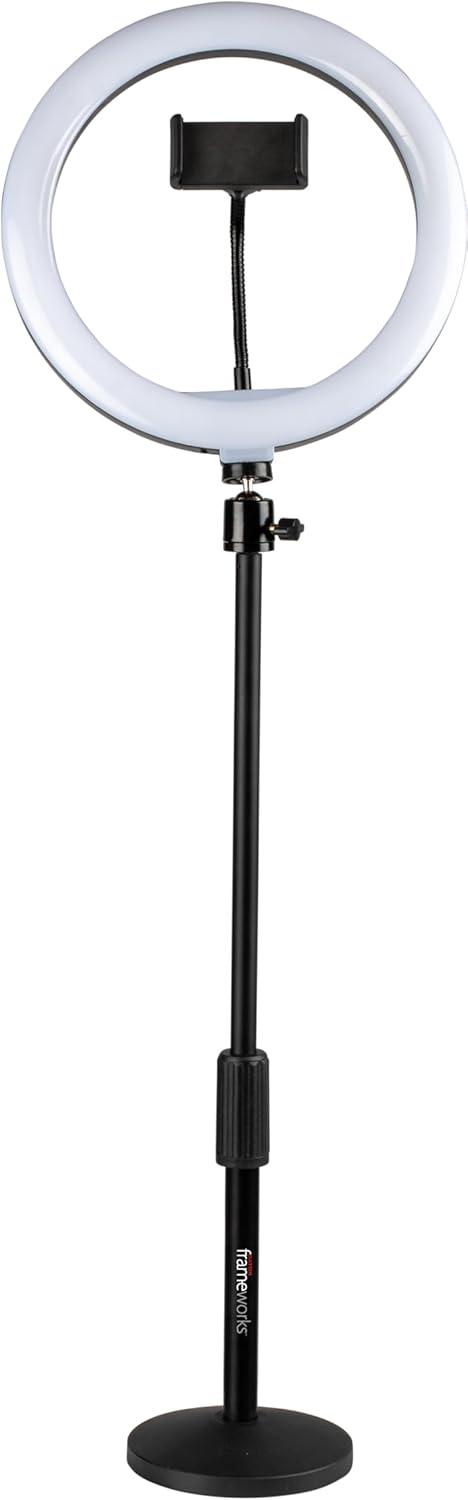 Gator 10" LED Desktop Ring Light Stand With Phone Holder and Compact Weighted Base