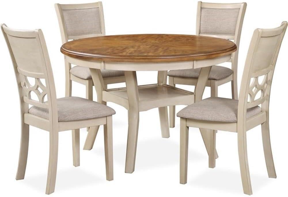 New Classic Furniture Mitchell Solid Wood 5Pc Dining Set in White/Brown Bisque