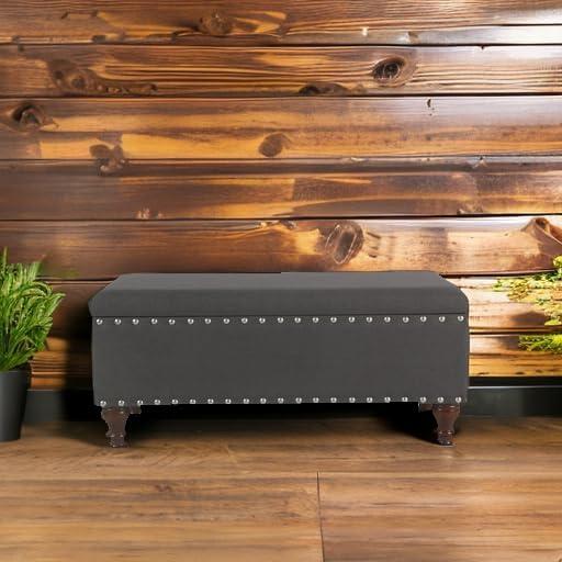 Large Rectangle Storage Bench with Nailhead Trim - HomePop