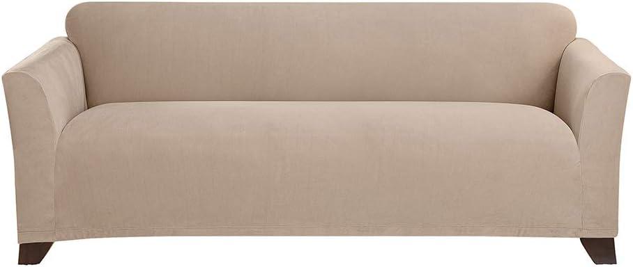 Stretch Morgan Sofa Slipcover Khaki - Sure Fit: Elastic Knit, Protective Furniture Cover