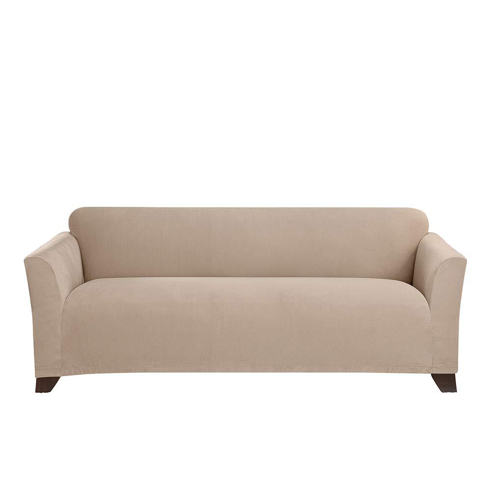 Stretch Morgan Sofa Slipcover Khaki - Sure Fit: Elastic Knit, Protective Furniture Cover