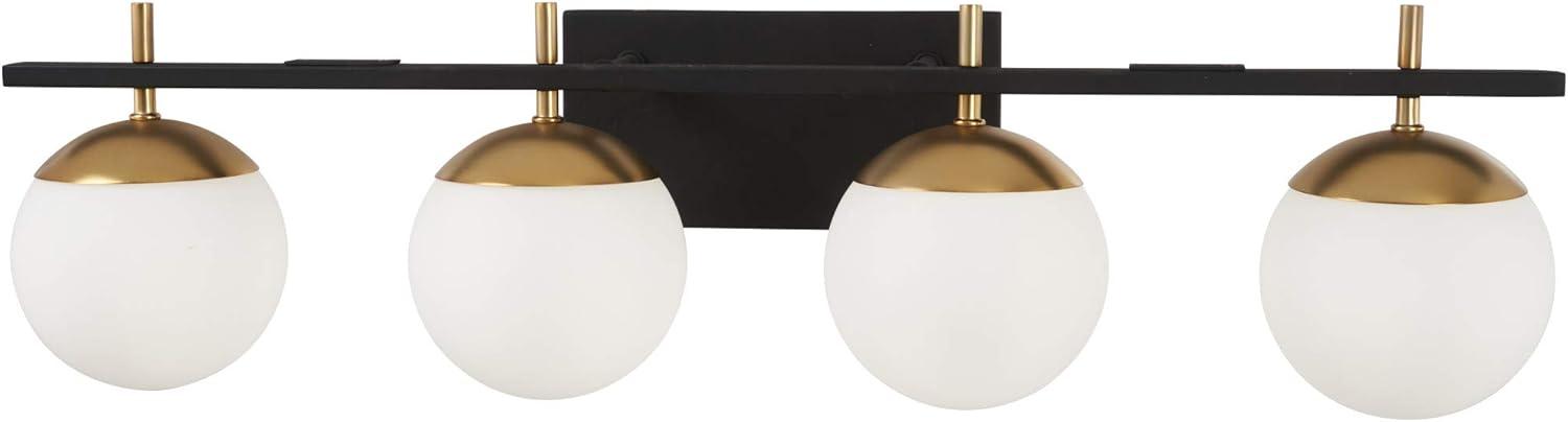 George Kovacs Lighting Alluria 4 - Light Vanity in  Weathered Black W/Autumn Gold