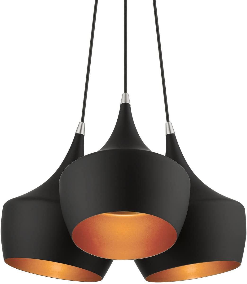 41083-04-Livex Lighting-Waldorf - 3 Light Cluster Pendant In Mid Century Modern Style-18.5 Inches Tall and 20.5 Inches Wide-Black Finish