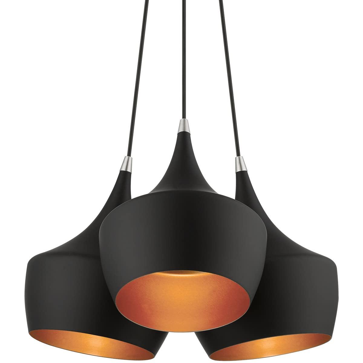 41083-04-Livex Lighting-Waldorf - 3 Light Cluster Pendant In Mid Century Modern Style-18.5 Inches Tall and 20.5 Inches Wide-Black Finish