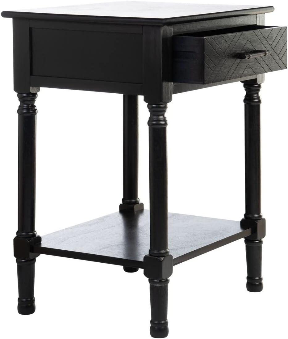 SAFAVIEH Peyton French Black Rectangle Wood Storage End Table (19 in. W x 15.8 in. D x 26 in. H)