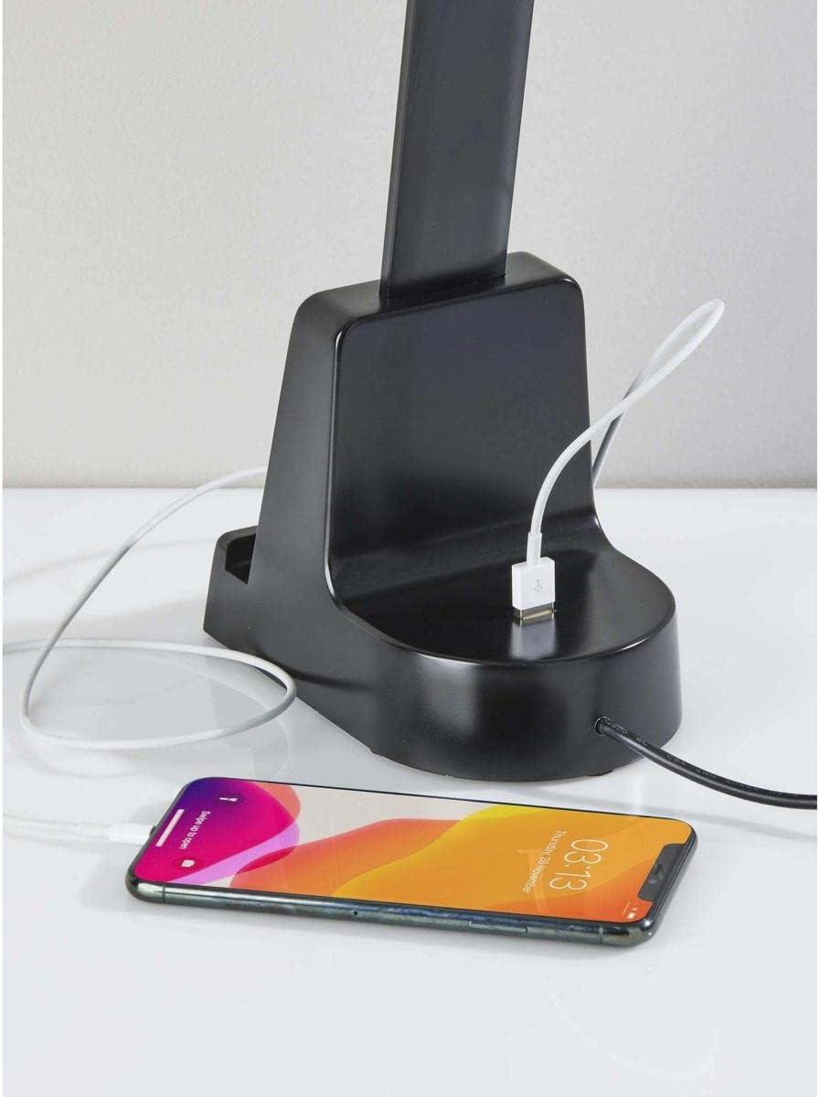 Matte Black Adjustable LED Desk Lamp with Wireless Charging