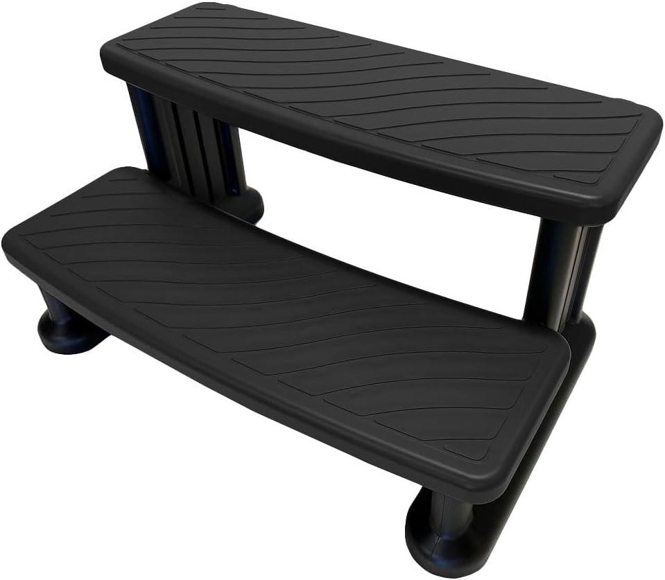 Puri Tech Universal Spa & Hot Tub Outdoor Steps No Slip Grip Support - Black