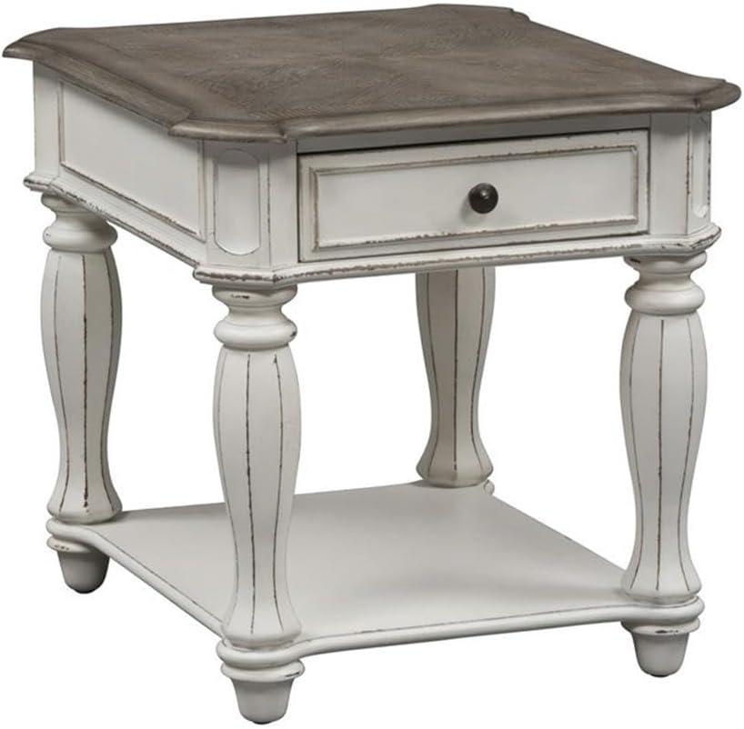 Magnolia Manor 3-Piece Antique White and Brown Coffee Table Set