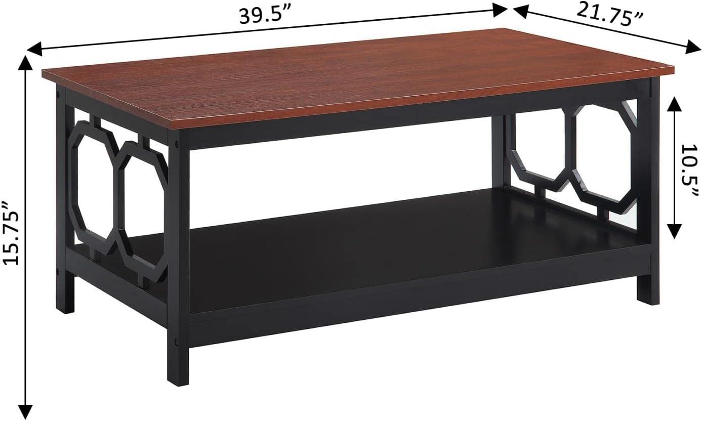 Convenience Concepts Omega Coffee Table with Shelf, Cherry/Black