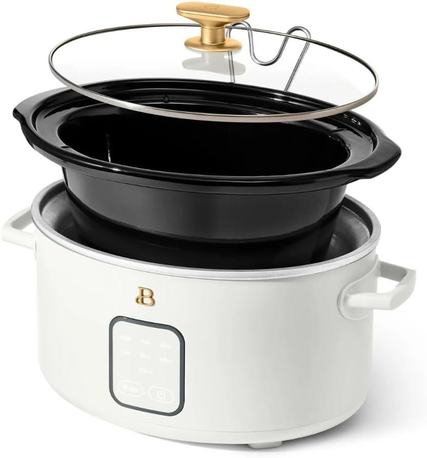 Beautiful 4Qt Slow Cooker with Touch-Activated Display, White Icing by Drew Barrymore