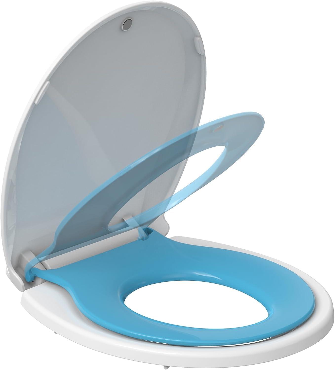 Yesurprise Toilet Seat Round Fits Both Adult and Child Blue 17''