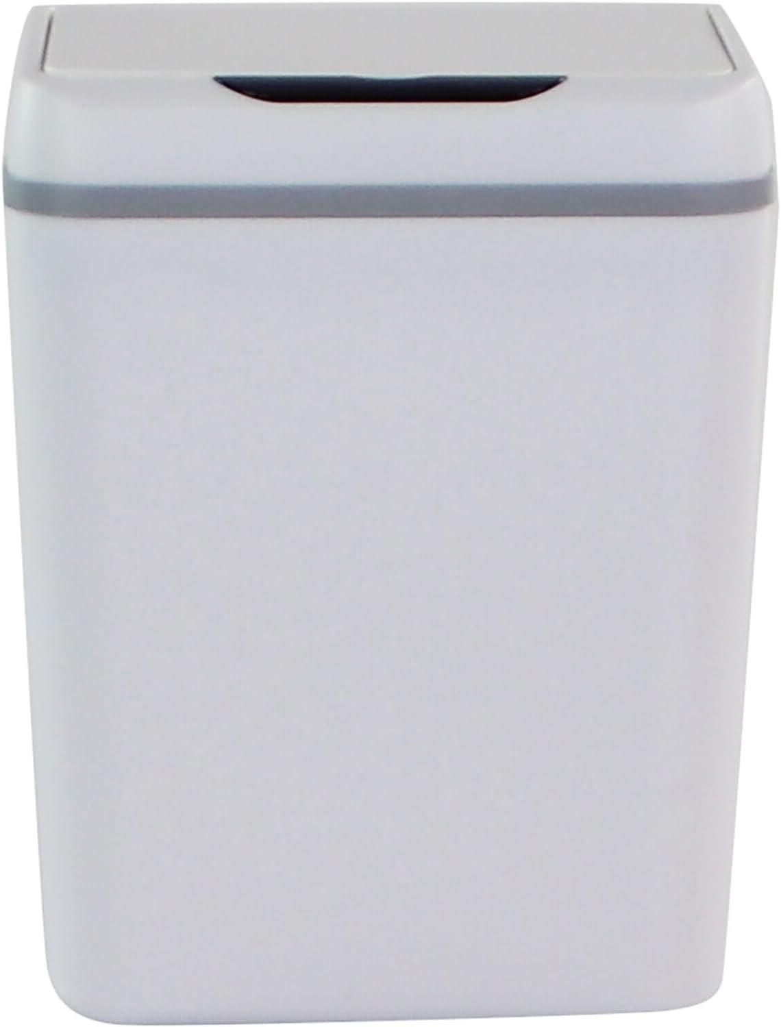 White Plastic Touchless Motion Sensor Trash Can, 2.3 Gallons