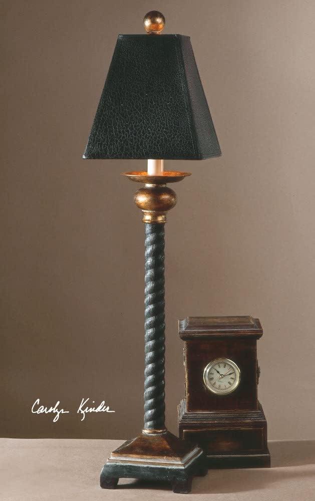 Matte Black and Bronze 31" Buffet Lamp with Square Shade