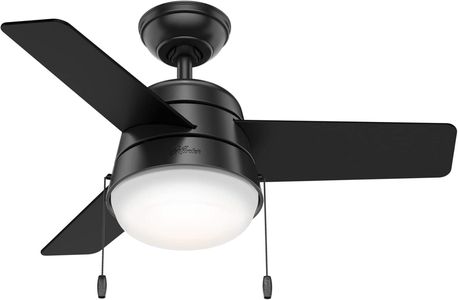 Hunter Fan Aker 36" 3 - Blade Standard Ceiling Fan with Lights and Pull Chains