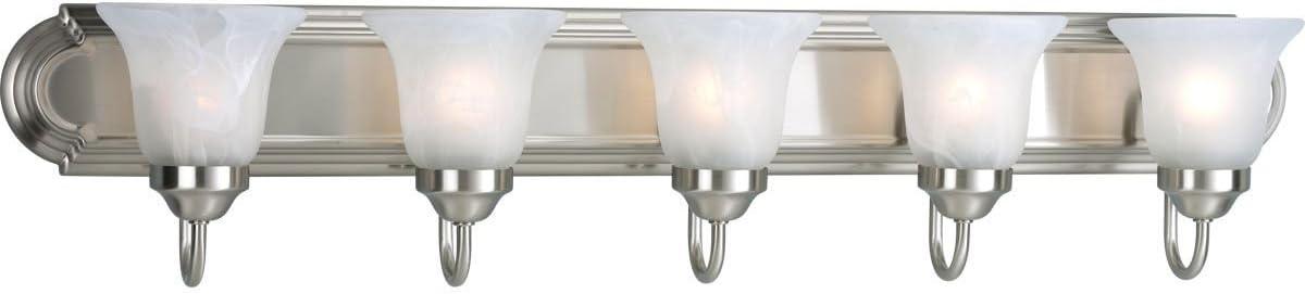 Progress Lighting Builder 5-Light Bath Bracket, Brushed Nickel, Alabaster Glass