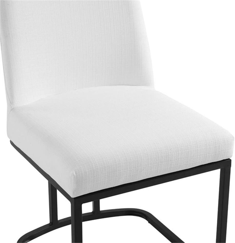 Modway Amplify Sled Base Upholstered Fabric Dining Side Chair, Black White 22 x 19 x 32