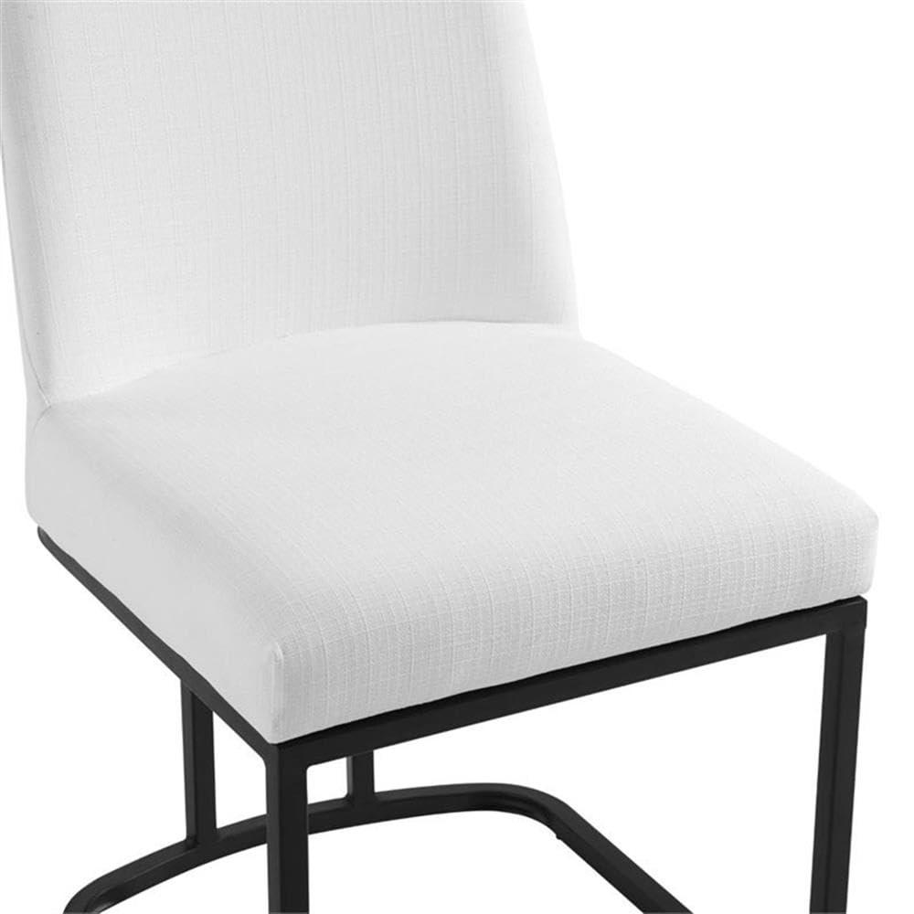 Modway Amplify Sled Base Upholstered Fabric Dining Side Chair, Black White 22 x 19 x 32