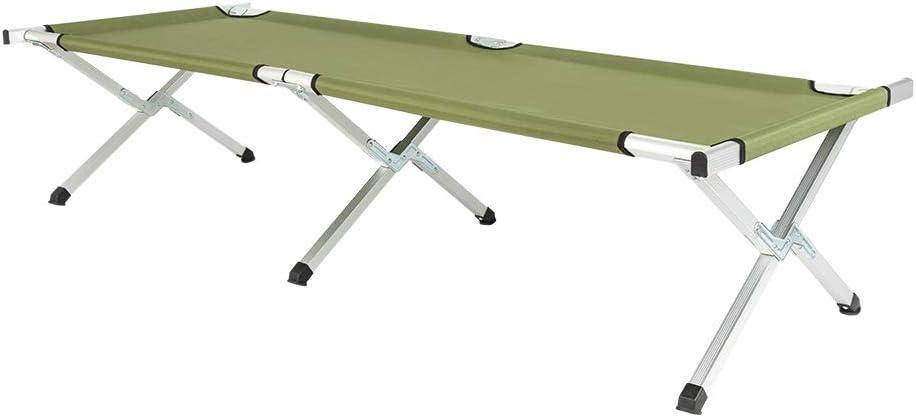 Army Green Portable Folding Camping Cot with Aluminum Frame