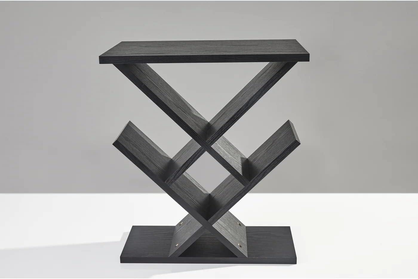 Adesso Zig Zag Accent Table Black Walnut : Mid-Century Modern, 19x12, Spot Clean, No Tools Assembly