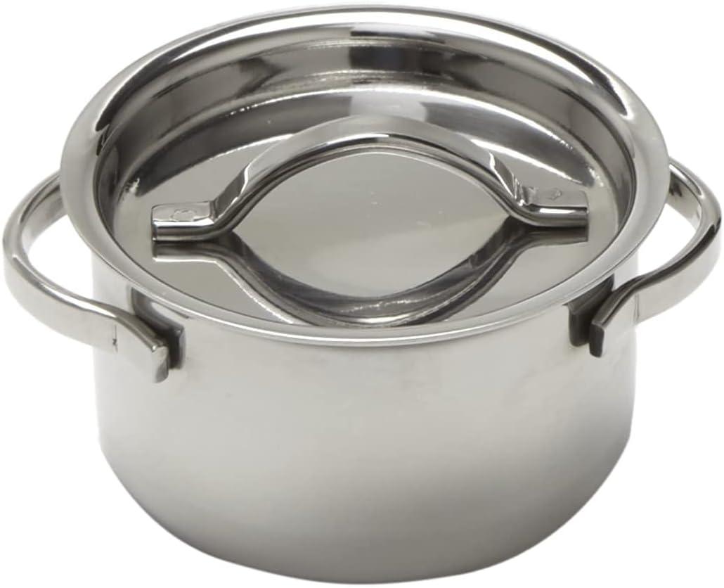 Mini Round Stainless Steel Pot with Lid and Handles, 4 oz