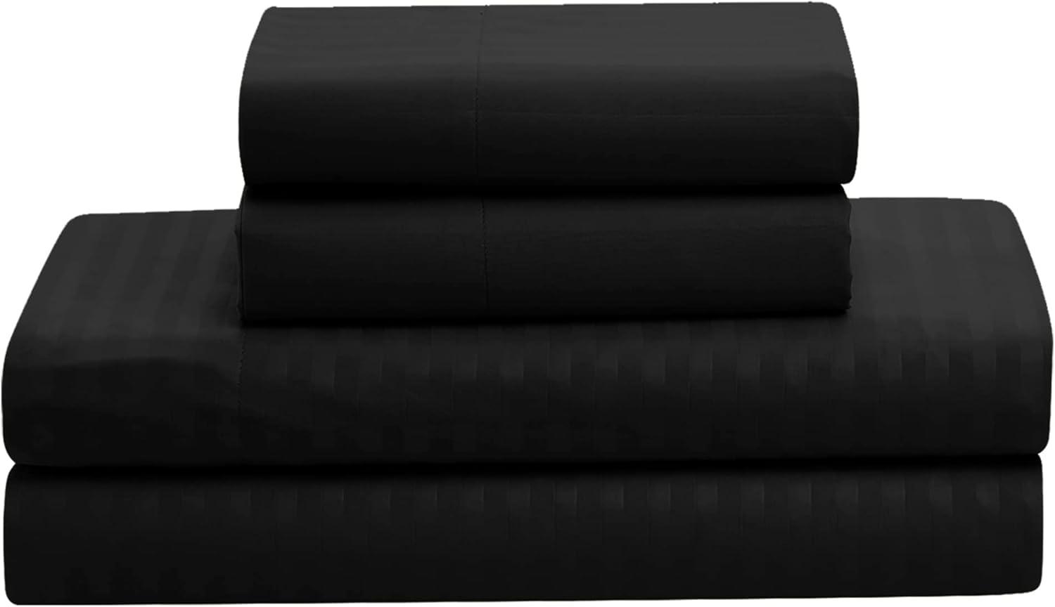 8 Piece Embossed Dobby Stripe Bed In A Bag Set - Queen, Black