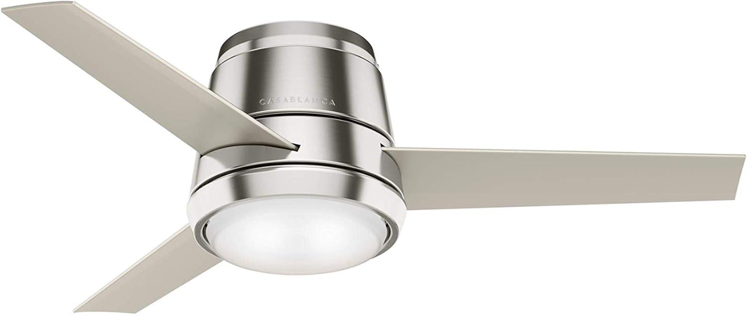 Brushed Nickel 44" Low Profile Ceiling Fan with LED Light