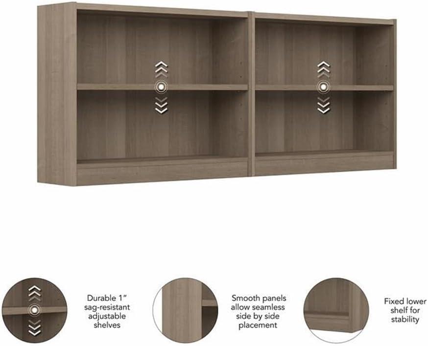 Universal Small 2 Shelf Bookcase in Ash Gray (Set of 2) - Engineered Wood