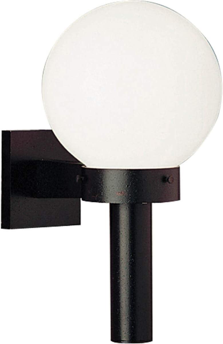 Progress Lighting Acrylic Globe 1-Light Wall Torch, Black Finish, White Globe