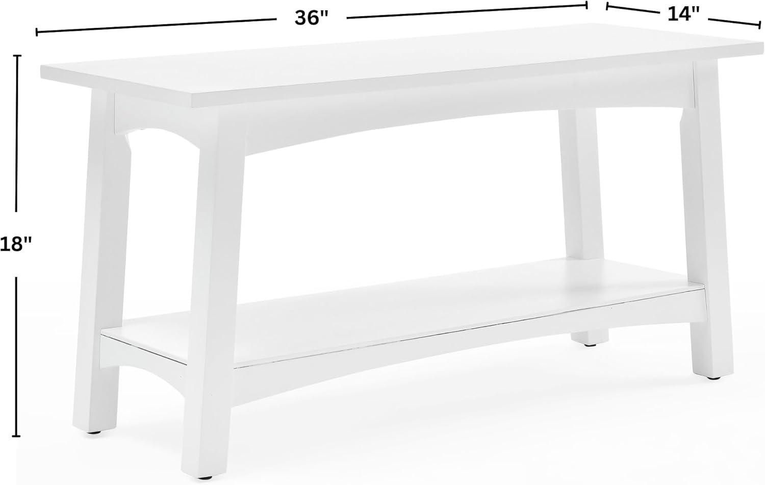 Alaterre Furniture Craftsbury 36 in. Sturdy Pine Wood Entryway Bench, 2-Person Bench Open Design Accent Furniture, White