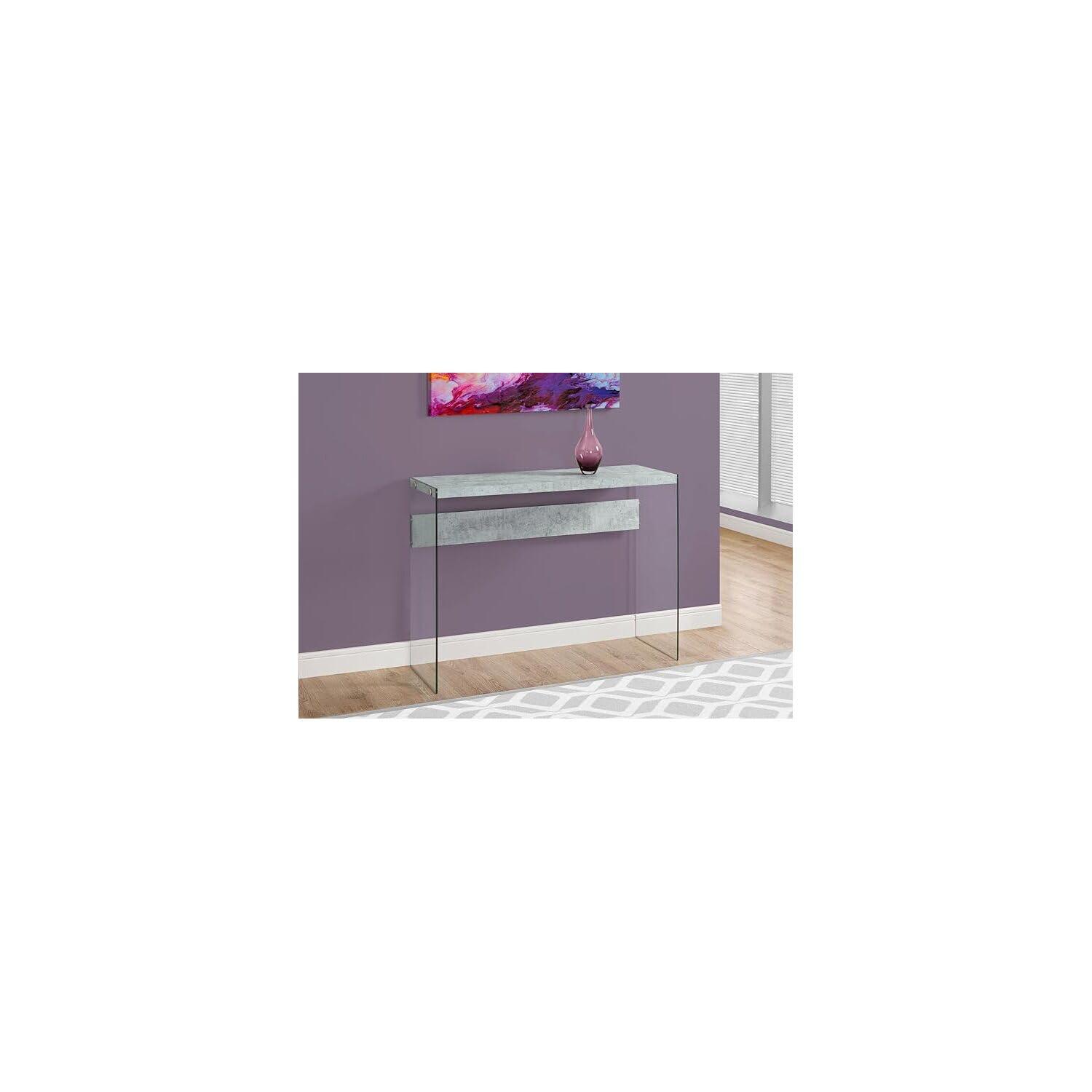 Monarch Specialties Accent Table, Console, Entryway, Narrow, Sofa, Living Room, Bedroom, Tempered Glass, Laminate, Clear, Contemporary