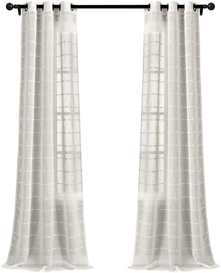 Lush Decor Farmhouse Textured Sheer Polyester Sheer Curtain Pair (Set of 2)