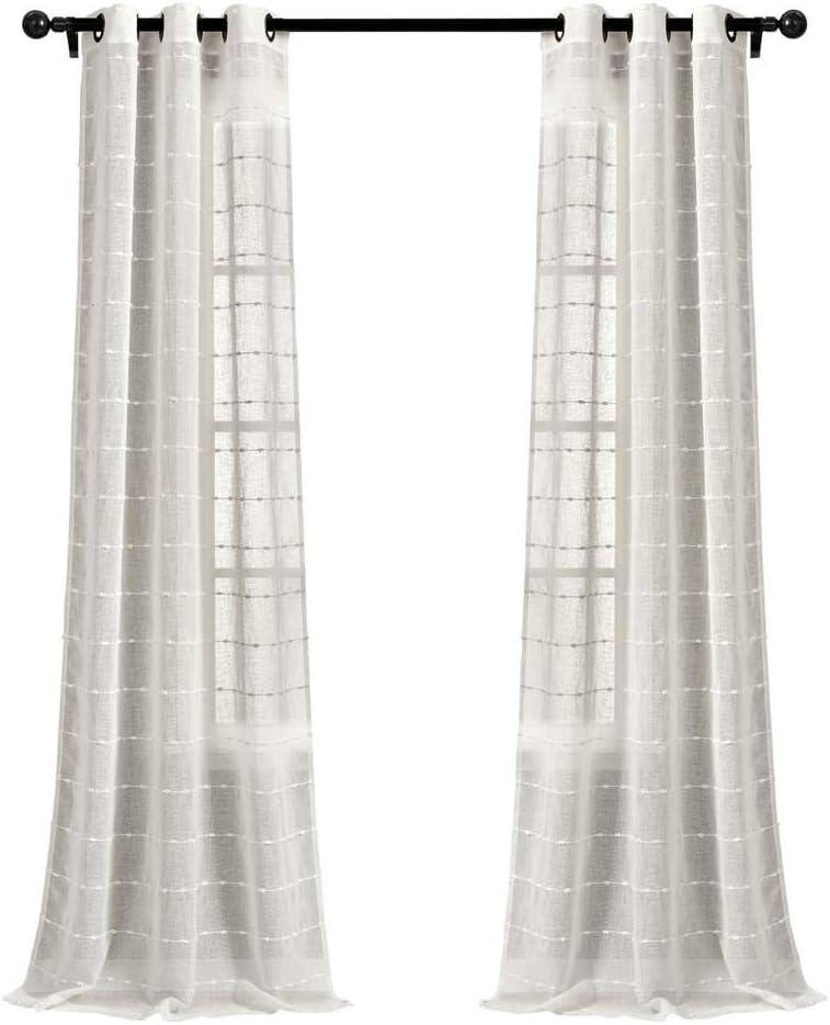 Farmhouse Textured Sheer Polyester Sheer Curtain Pair