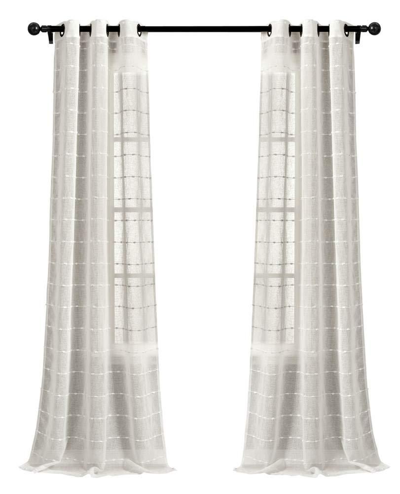Lush Decor Farmhouse Textured Sheer Polyester Sheer Curtain Pair (Set of 2)